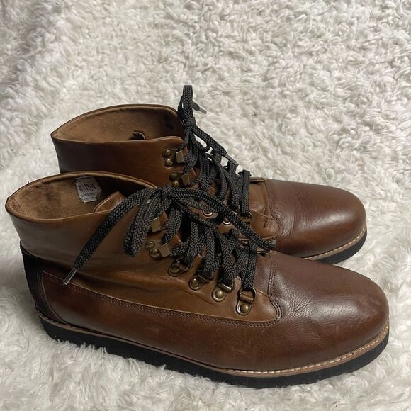 American Eagle outfitters Men’s leather Brown lace up boots Size 12 - Picture 3 of 10